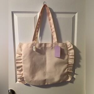 NWT! Bath & Body Works Pale Pink Ruffle Tote